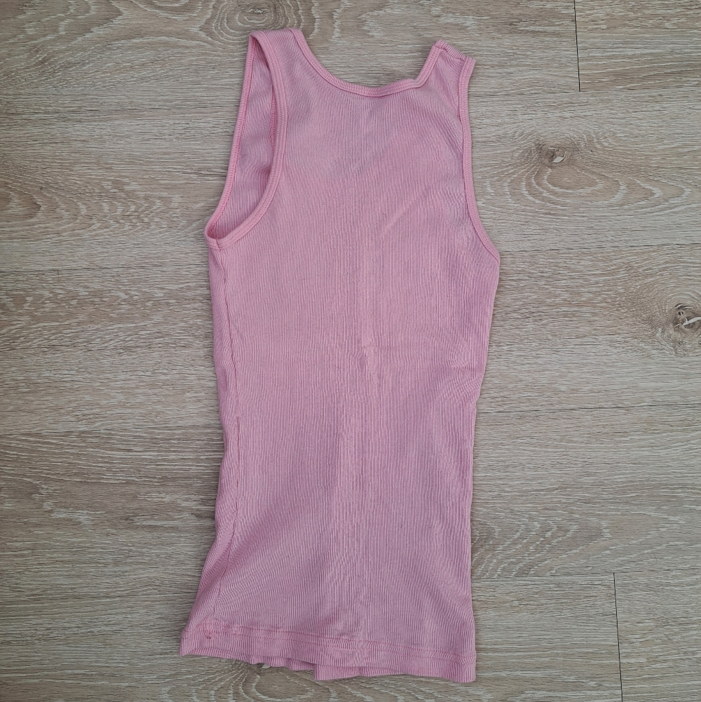 American Apparel Bride Pink Ribbed Tank Top Sz L - Picture 7 of 7